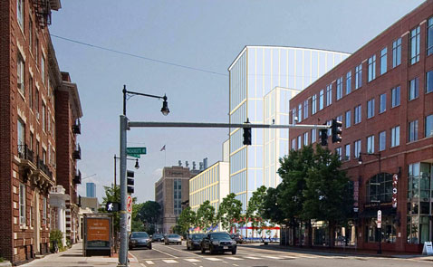A zoning change allowing design and construction of a large building at 300 Massachusetts Ave. was approved Monday by the City Council.